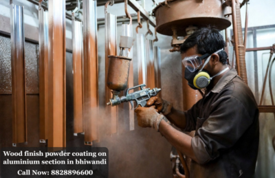 Wood Finish Powder Coating on Aluminium Section in Bhiwandi