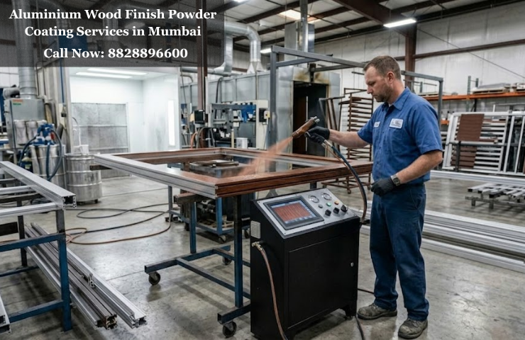 Aluminium Wood Finish Powder Coating Services in Mumbai